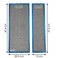 Vestel Uyumlu Davlumbaz Aspiratör Filtresi Seti ( 47,4X20,5 cm - 47,4X13 cm )