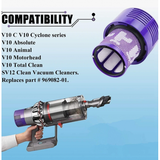 Dyson Uyumlu V10 Dik Süpürge Hepa Filtre Absolute / Animal / Motorhead / SV 12